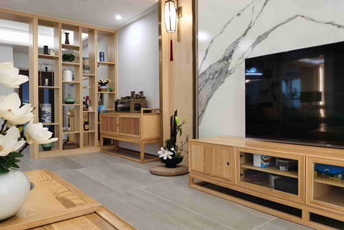 海口市輕工機(jī)械廠宿舍新中式風(fēng)格復(fù)式裝修案例